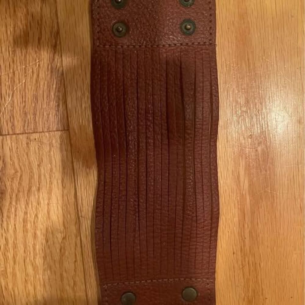 Brown Leather Fringe Cuff Bracelet